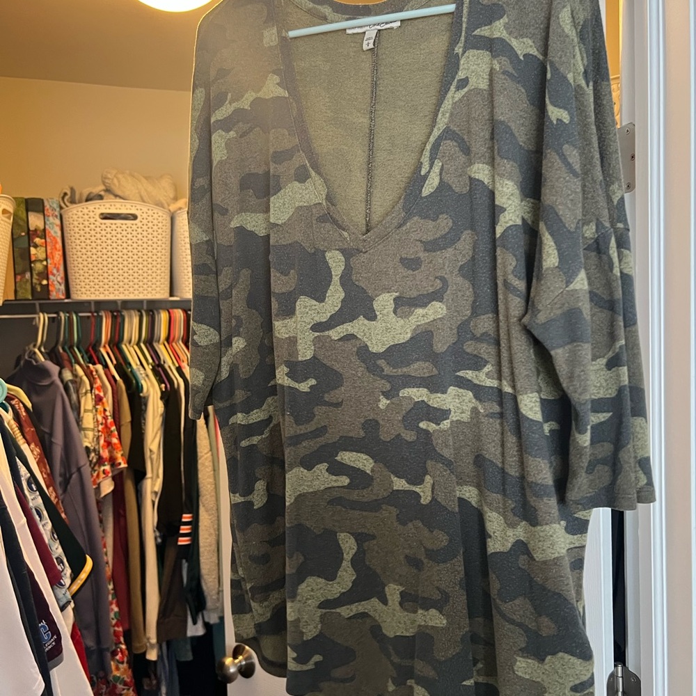 Express Olive Camouflage Top